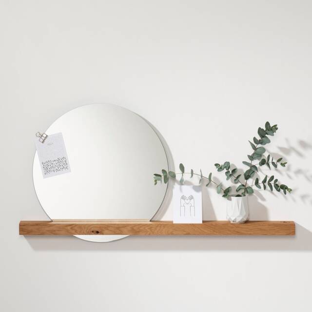 Wall Mirror Made Of Oak With Practical Shelf - image 1