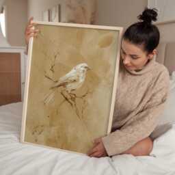 Quiet Perch, Vintage Bird Wall Art, Neutral Sketch Print, Antique Style Nature Artwork, Minimal Classic Art - thumbnail 3