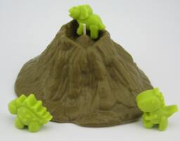 Volcano Pillar Candle With Green Dinosaurs - Dinosaur Wax Melts Option - thumbnail 1