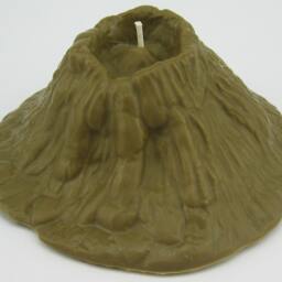 Volcano Pillar Candle With Green Dinosaurs - Dinosaur Wax Melts Option - thumbnail 2