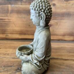Stone Garden Tea Light T-Light Buddha Statue Hand Cast Ornament - thumbnail 4