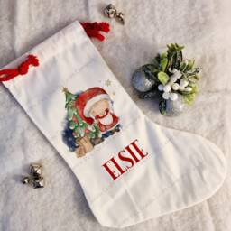 Christmas Stocking, Child's Santa Xmas Decoration, Personalised Custom - thumbnail 2