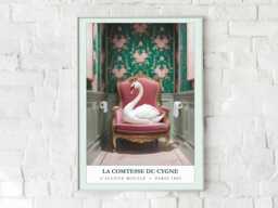 Maximalist Swan Bathroom Art Print Royal Emerald Green Powder Room Decor, Wall - thumbnail 1