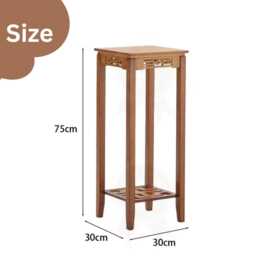 2 Tier Bamboo Plant Stand Indoor Corner Shelf Square Wooden Holder - thumbnail 4