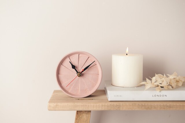Handmade Concrete Clock, Round Geometric Design, Modern Home Decor - image 1