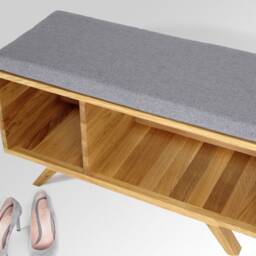 Otto 89 - Solid Oak Entryway Bench With Shoe Storage Mid-Century Modern Hallway Seat - thumbnail 2