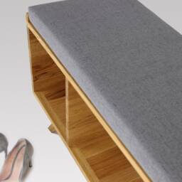 Otto 89 - Solid Oak Entryway Bench With Shoe Storage Mid-Century Modern Hallway Seat - thumbnail 3