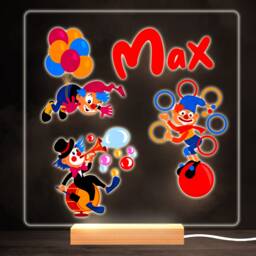 Funny Circus Clowns Colourful Square Personalised Gift Led Lamp Night Light - Bedroom - thumbnail 1