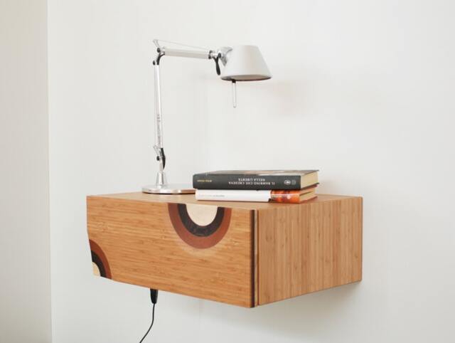 Floating Bedside Table With 1 Drawer in Bamboo Wood Handmade Italy - image 1