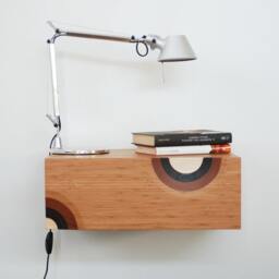 Floating Bedside Table With 1 Drawer in Bamboo Wood Handmade Italy - thumbnail 3