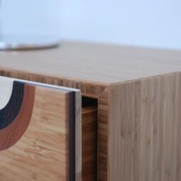Floating Bedside Table With 1 Drawer in Bamboo Wood Handmade Italy - thumbnail 2