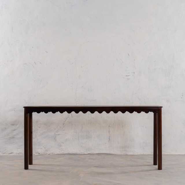 Tarang Console Table Rustic Brown Scalloped Entryway Table - image 1