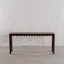Tarang Console Table Rustic Brown Scalloped Entryway Table - thumbnail 3