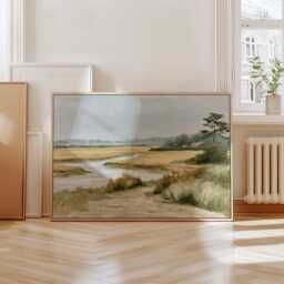 Coastal Dune Poster, Blue Beach Print, Seascape Wall Art, Paper - thumbnail 4