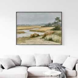 Coastal Dune Poster, Blue Beach Print, Seascape Wall Art, Paper - thumbnail 3