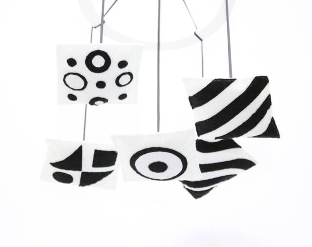 Monochrome Baby Mobile, Geometric Nursery Decor, Montessori Toy - image 1