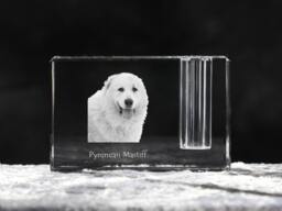 Pyrenean Mastiff , Crystal Pen Holder With Dog, Souvenir, Decoration, Limited Edition, Collection - thumbnail 1