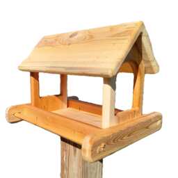 Large Post Mount Fly Through Platform Bird Or Squirrel Feeder Cedar Wood - thumbnail 2