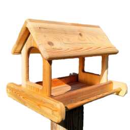 Large Post Mount Fly Through Platform Bird Or Squirrel Feeder Cedar Wood - thumbnail 3