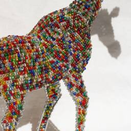 Beaded Giraffe Sculpture Colorful African Animal Art Decor - thumbnail 4