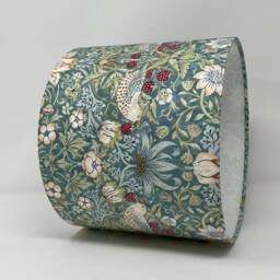 William Morris Strawberry Thief Drum Lampshade in Aqua - thumbnail 3