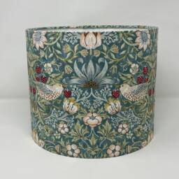 William Morris Strawberry Thief Drum Lampshade in Aqua - thumbnail 1
