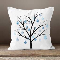 Blue Bead Cushion Cover/Evil Eye Pillow Cover/Good Luck Home Decor/ & White Top/Housewarming Gift/Gift For Her/Patio Textile - thumbnail 2