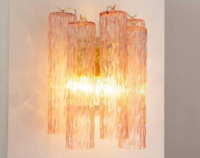 Design Wall Lamp H35cm - Murano Pink Glass Hand-Blown Italy Decorative Light - image 1