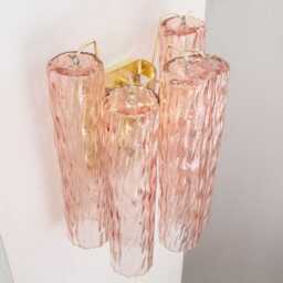Design Wall Lamp H35cm - Murano Pink Glass Hand-Blown Italy Decorative Light - thumbnail 4