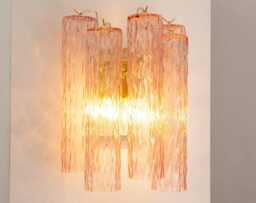 Design Wall Lamp H35cm - Murano Pink Glass Hand-Blown Italy Decorative Light