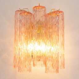 Design Wall Lamp H35cm - Murano Pink Glass Hand-Blown Italy Decorative Light - thumbnail 3
