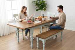 Extendable Farmhouse Turned Leg Dining Table - Customisable - thumbnail 1