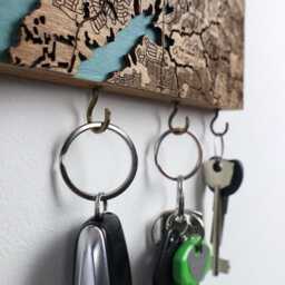 Key Rack With Hooks, Custom Map Organizer, Housewarming Gift - thumbnail 2