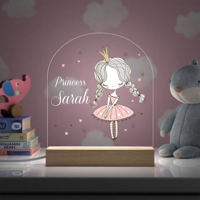 Princess Gifts For Girls Night Light - Custom Printed Name Lamp Kids Bedroom Decor Birthday - image 1