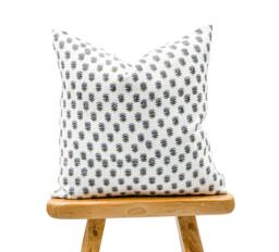 Designer Floral in Olive Green & Blue On Off White Linen Pillow Cover, Cover, Decorative Throw Pillow, Farmhouse Pillow - thumbnail 1