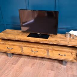 Reclaimed Wood Media Centre, Tv Stand, Industrial Rustic Design - thumbnail 2