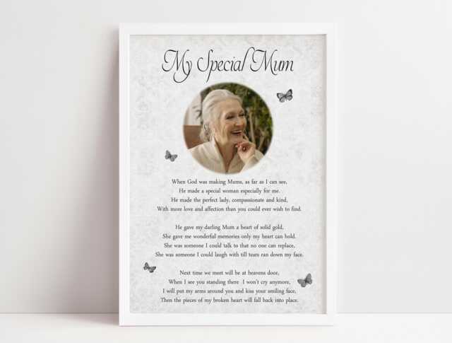Personalised Mum Memorial Bereavement Print Gift Photo Poem Unframed Mothers Day Sympathy Loss - image 1