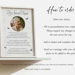 Personalised Mum Memorial Bereavement Print Gift Photo Poem Unframed Mothers Day Sympathy Loss - thumbnail 2