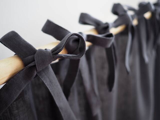 Charcoal Tie Top Linen Curtain Panel Made Of Medium - 160 G/M2 - image 1