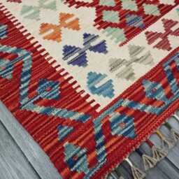 Multicolour Rug, Handmade Artisan Afghan Turkish Scandinavian Navajo Bohemian Flatweave Wool Kilim 154x105 cm - thumbnail 2