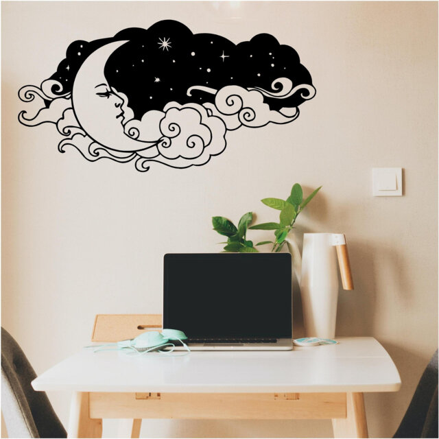 The Moon Sticker Vinyl Wall Art, Decal, Sticker, Transfer, Mural, , Decor, Rent Friendly, Interior, Exterior, Full 0932 - image 1