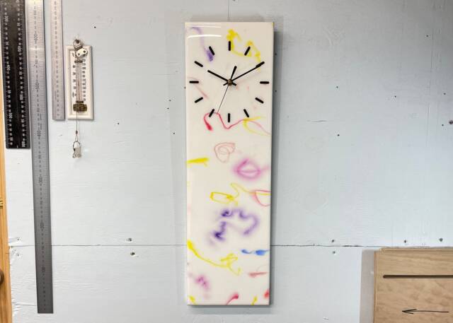 Modern Abstract Resin Wall Clock, Contemporary Colourful Rectangular Clock - image 1