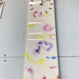 Modern Abstract Resin Wall Clock, Contemporary Colourful Rectangular Clock - thumbnail 3