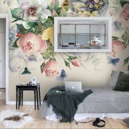 3D Rose Floral Wallpaper Mural, Peel & Stick, Removable Wall Decor - thumbnail 2