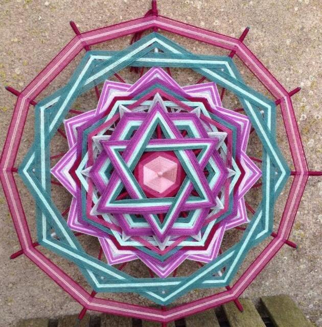 Love, Healing & Personal Transformation Mandala, Woven Mandala, Yarn Huichol Art Ojo De Dios Handmade Wall Hanging, Boho Decor - image 1