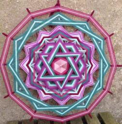 Love, Healing & Personal Transformation Mandala, Woven Mandala, Yarn Huichol Art Ojo De Dios Handmade Wall Hanging, Boho Decor - thumbnail 1