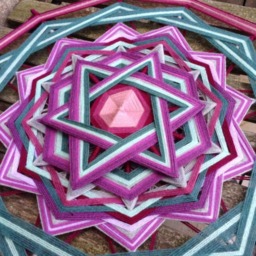 Love, Healing & Personal Transformation Mandala, Woven Mandala, Yarn Huichol Art Ojo De Dios Handmade Wall Hanging, Boho Decor - thumbnail 3