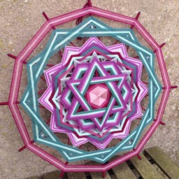 Love, Healing & Personal Transformation Mandala, Woven Mandala, Yarn Huichol Art Ojo De Dios Handmade Wall Hanging, Boho Decor - thumbnail 4