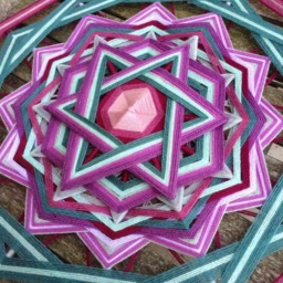 Love, Healing & Personal Transformation Mandala, Woven Mandala, Yarn Huichol Art Ojo De Dios Handmade Wall Hanging, Boho Decor - thumbnail 2