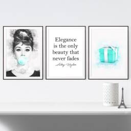 Fashion Wall Art, Posters Set, Set Of 3 Prints, Beauty, Makeup Watercolour Glamour Quote Girls Bedroom 207 - thumbnail 1